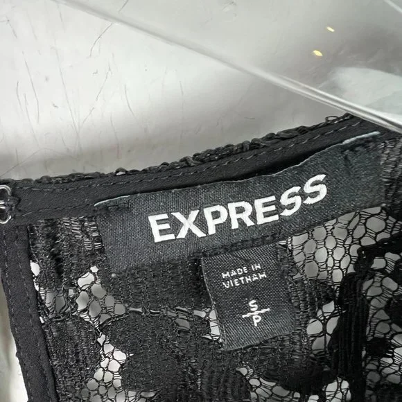 NWT Express Lace Puff Sleeve Top Black Size Small S NEW $88 - Picture 8 of 16